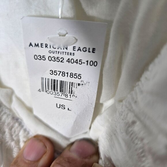 American Eagle Halter Top Large Women's White Straps Lace Pattern Cropped - Picture 4 of 5